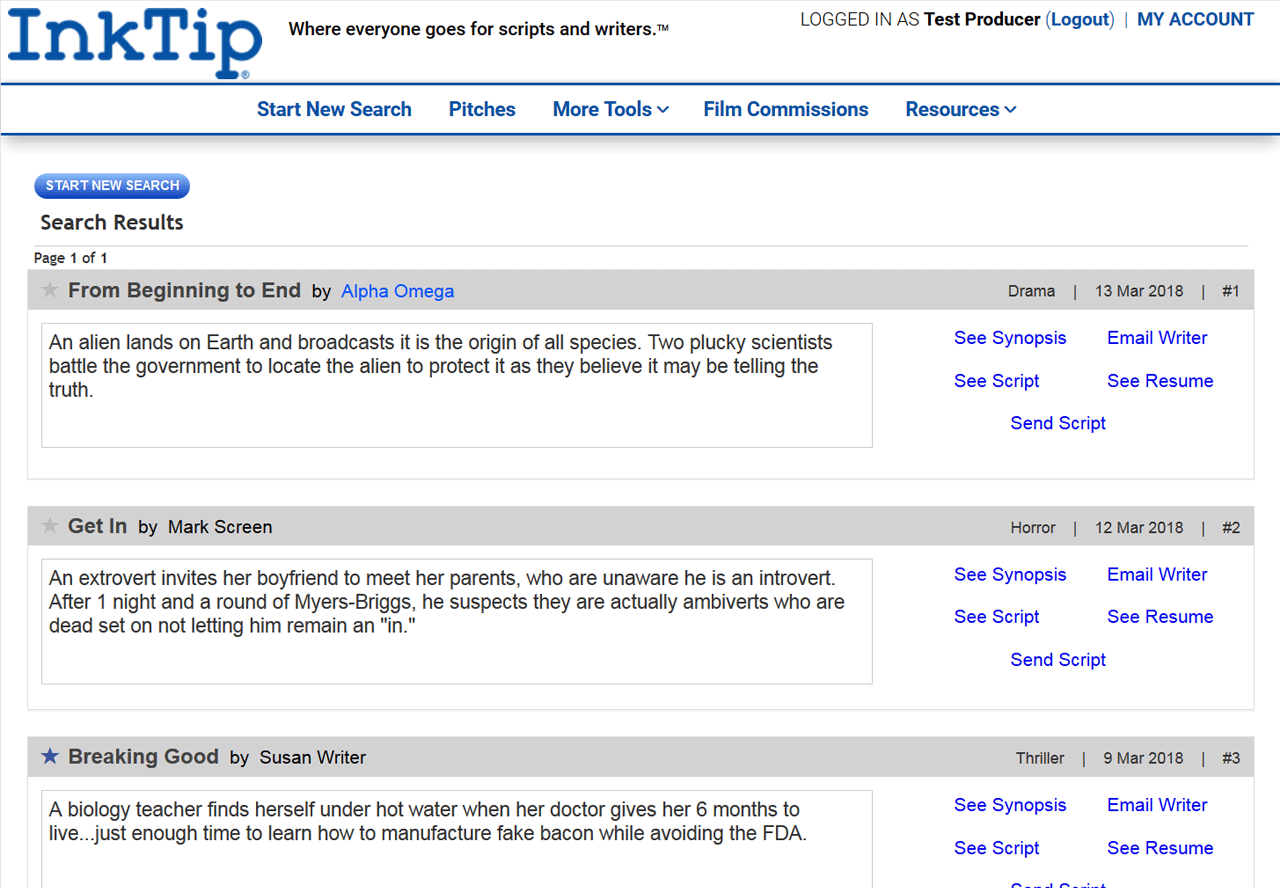 Search Results sample page